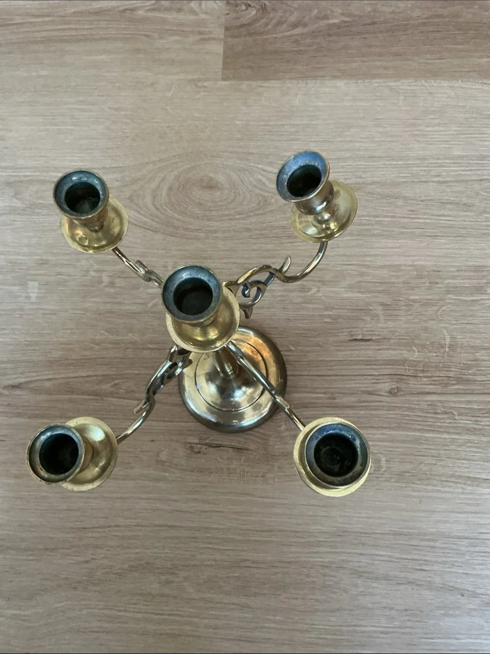 Brass Five-Arm Candelabra - Elegant Gold Home Accent